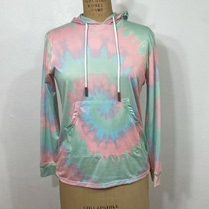 Ingear UPF 50+ performance hoodie, pastel tie dye style